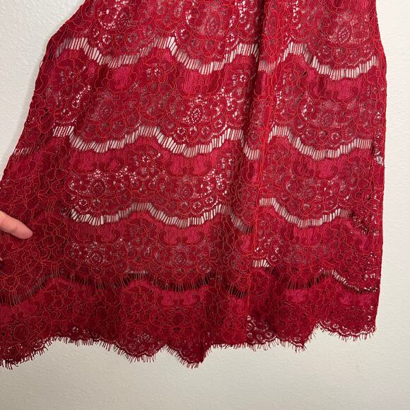Love, Fire Red Sleeveless Lace Blouse Small - Picture 4 of 9